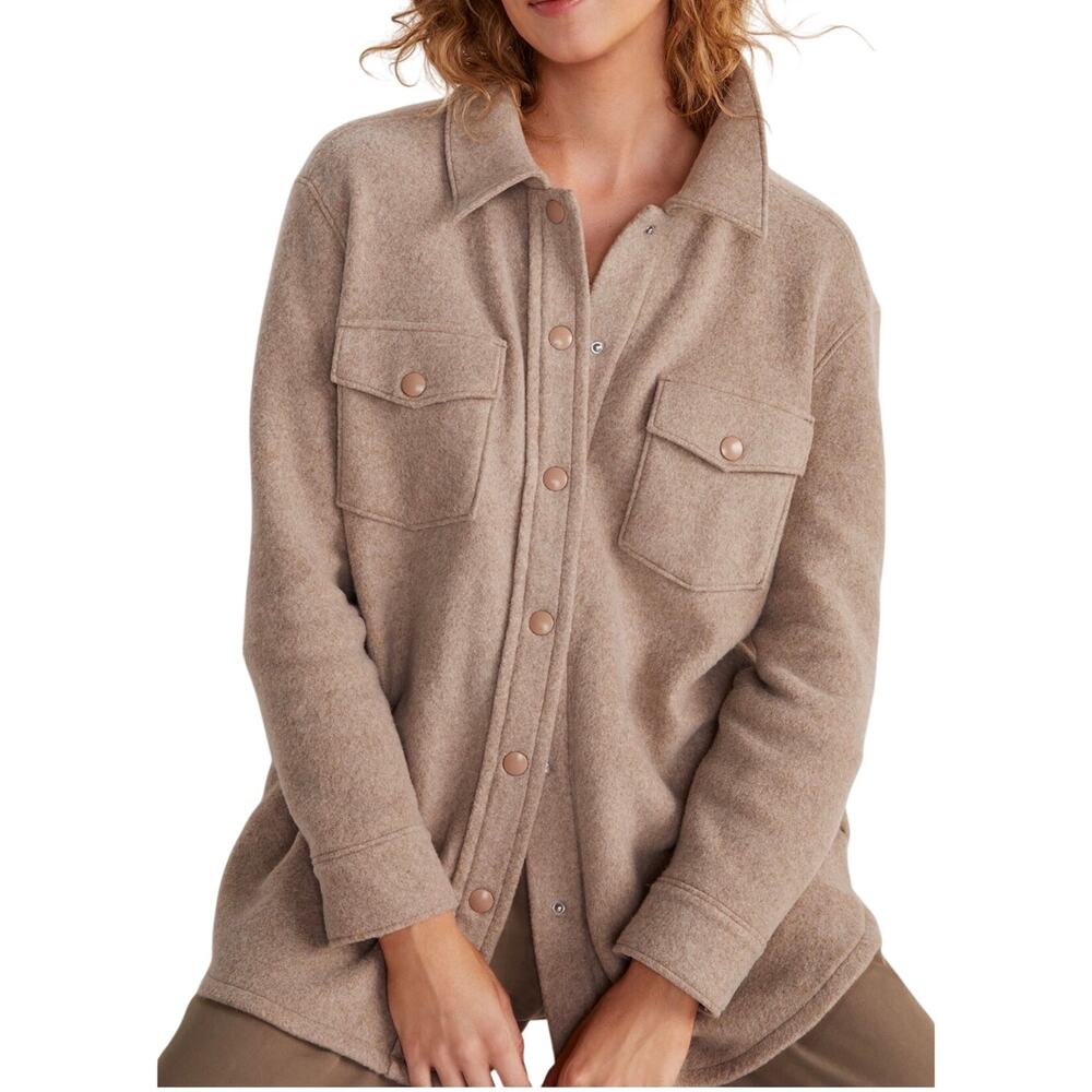 HAVEN Well Within Comfort Fleece Shirt Jacket Women's Small Tan Oatmeal Fall